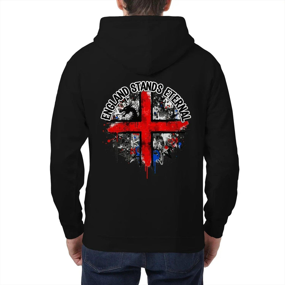 England Stands Eternal Zip Hoodie – Red Cross Shield - Celtic Wolfwear