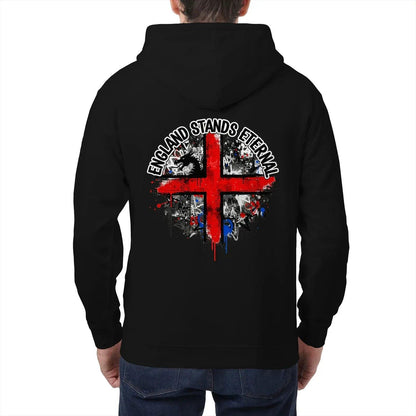 England Stands Eternal Zip Hoodie – Red Cross Shield - Celtic Wolfwear