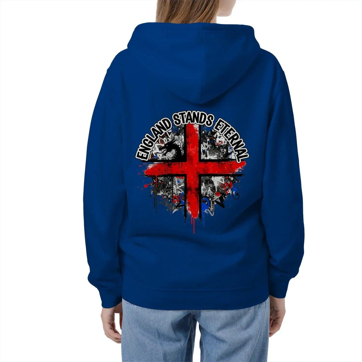 England Stands Eternal Zip Hoodie – Red Cross Shield - Celtic Wolfwear