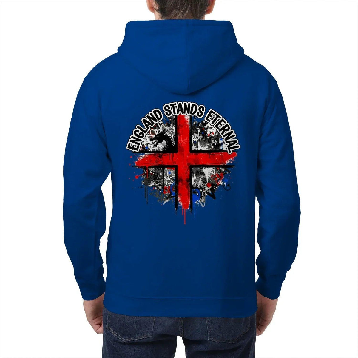 England Stands Eternal Zip Hoodie – Red Cross Shield - Celtic Wolfwear