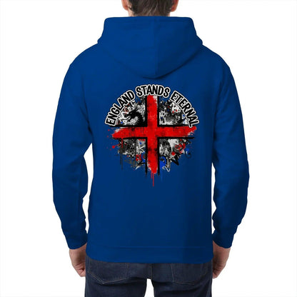 England Stands Eternal Zip Hoodie – Red Cross Shield - Celtic Wolfwear
