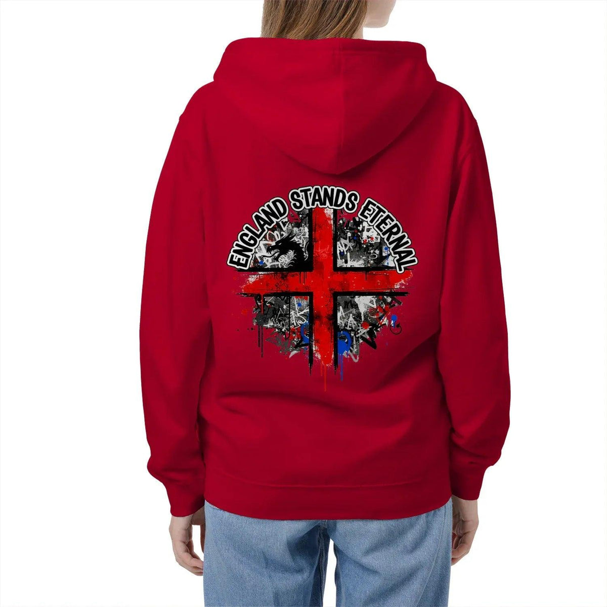 England Stands Eternal Zip Hoodie – Red Cross Shield - Celtic Wolfwear