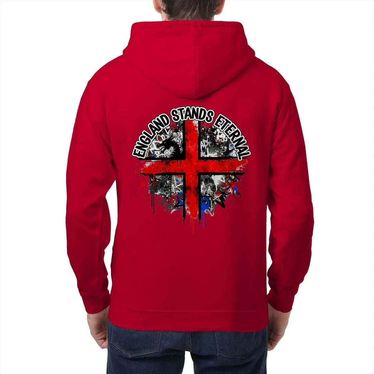 England Stands Eternal Zip Hoodie – Red Cross Shield - Celtic Wolfwear