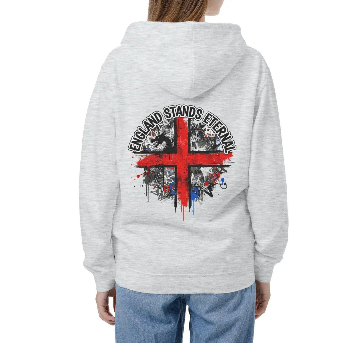England Stands Eternal Zip Hoodie – Red Cross Shield - Celtic Wolfwear