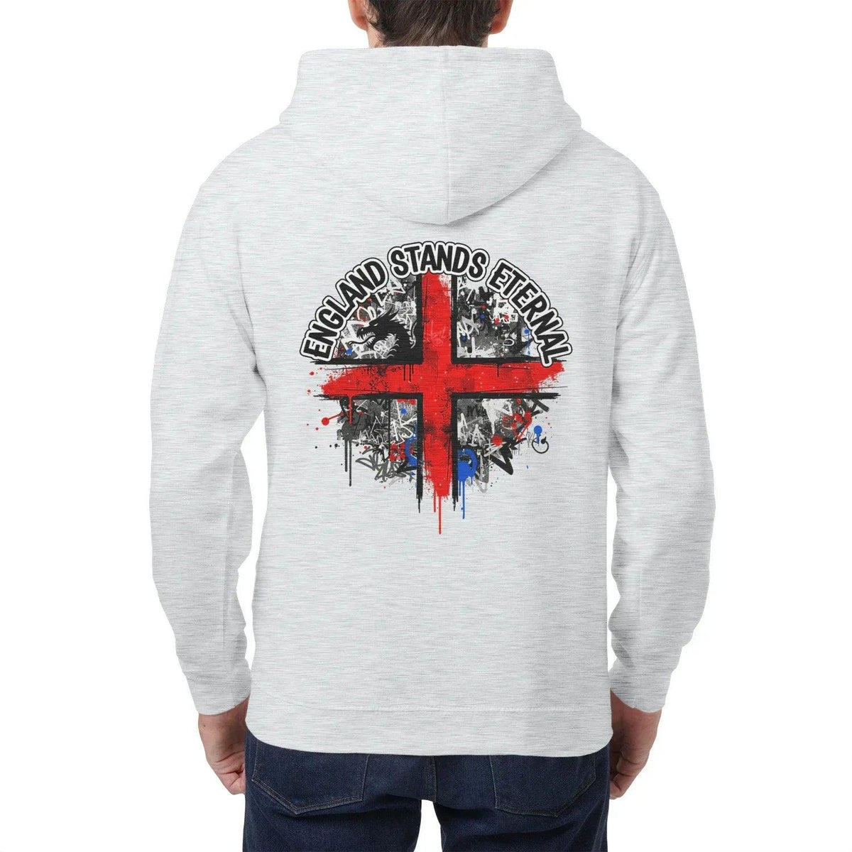 England Stands Eternal Zip Hoodie – Red Cross Shield - Celtic Wolfwear