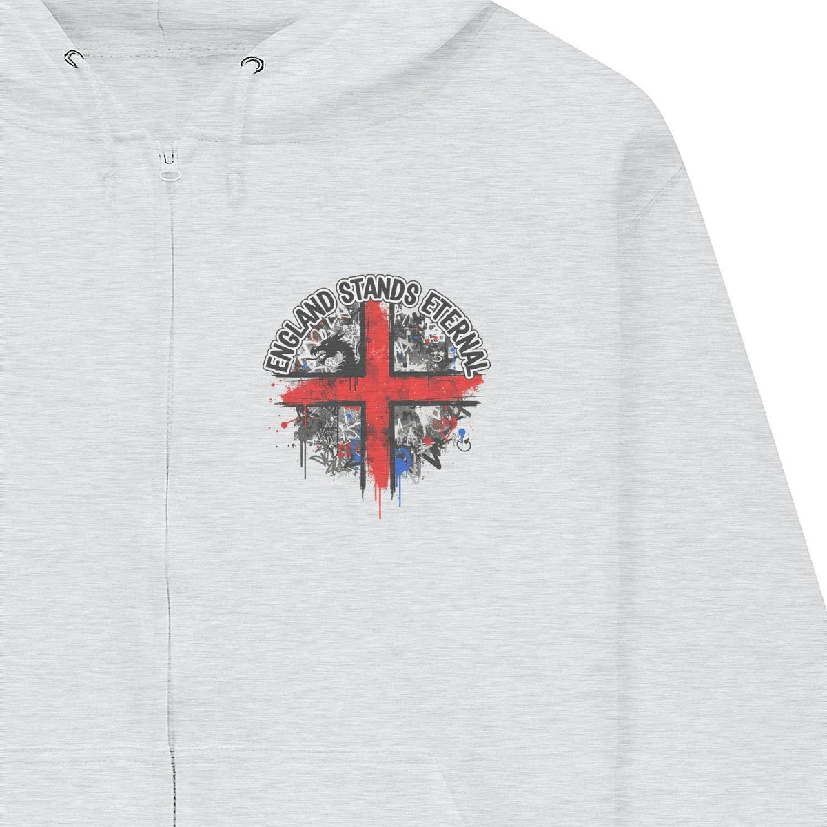 England Stands Eternal Zip Hoodie – Red Cross Shield - Celtic Wolfwear