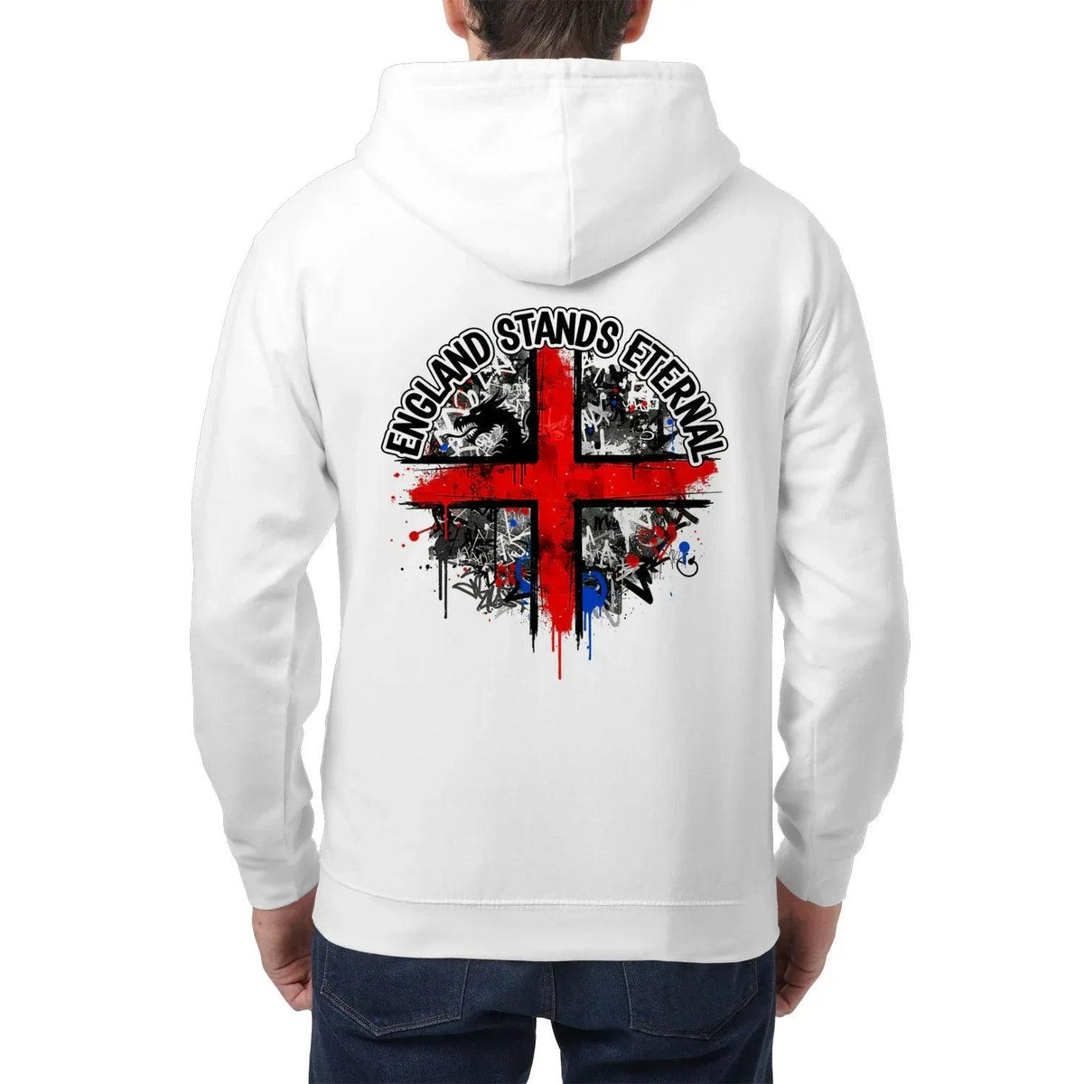 England Stands Eternal Zip Hoodie – Red Cross Shield - Celtic Wolfwear