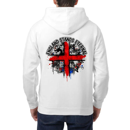 England Stands Eternal Zip Hoodie – Red Cross Shield - Celtic Wolfwear