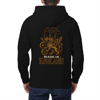 English Dragon Zip Hoodie - Made in Industrial, Unisex - Celtic Wolfwear