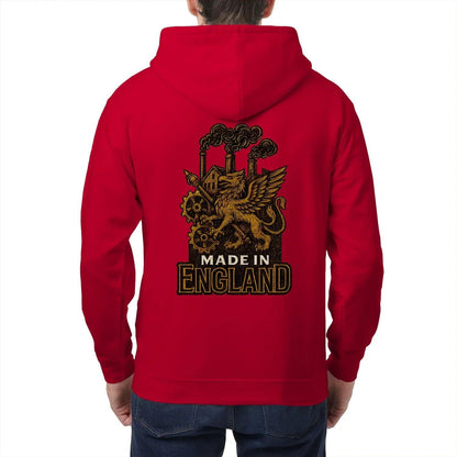 English Dragon Zip Hoodie - Made in Industrial, Unisex - Celtic Wolfwear
