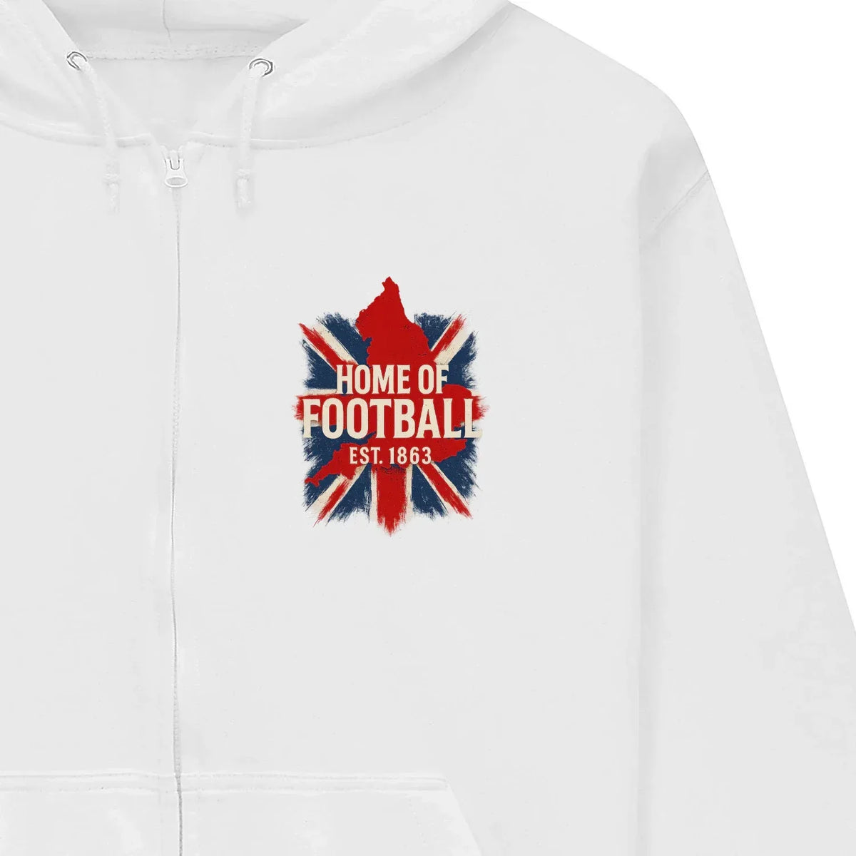 English Football Zip Hoodie - Home of 1863 Map UK Unisex - Celtic Wolfwear