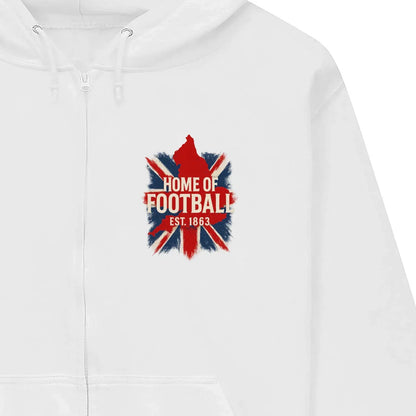 English Football Zip Hoodie - Home of 1863 Map UK Unisex - Celtic Wolfwear
