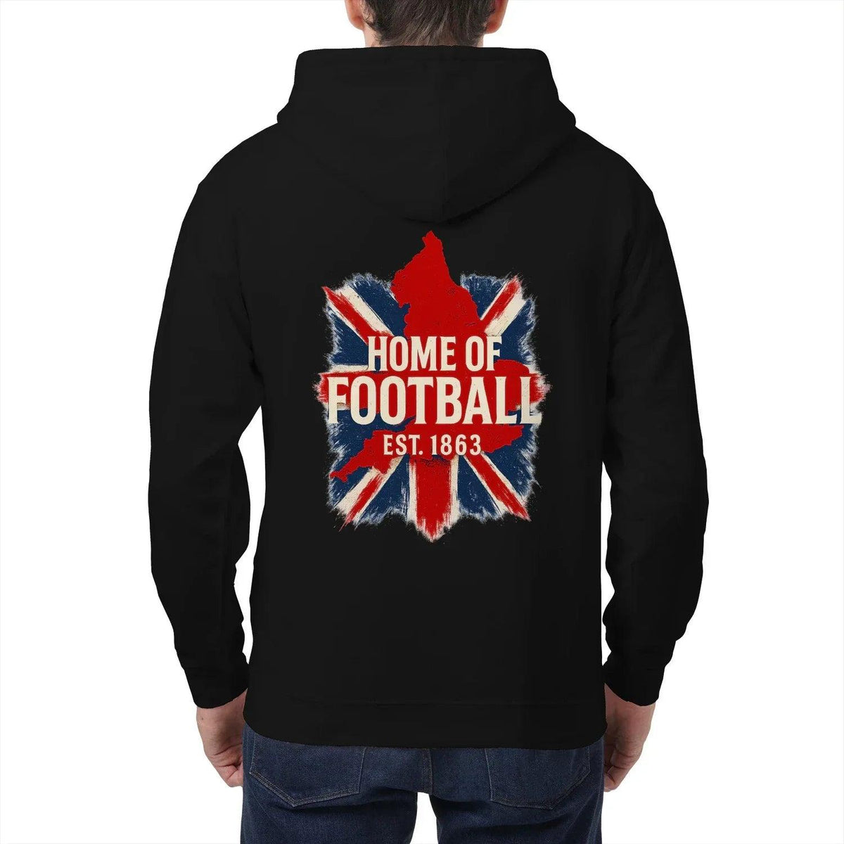 English Football Zip Hoodie - Home of 1863 Map UK Unisex - Celtic Wolfwear