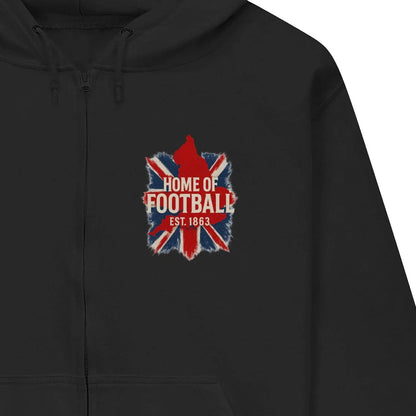 English Football Zip Hoodie - Home of 1863 Map UK Unisex - Celtic Wolfwear