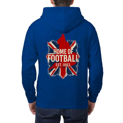 English Football Zip Hoodie - Home of 1863 Map UK Unisex - Celtic Wolfwear