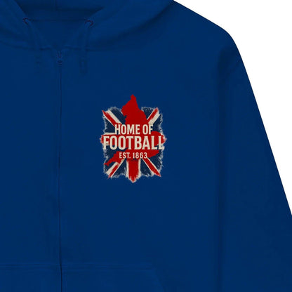 English Football Zip Hoodie - Home of 1863 Map UK Unisex - Celtic Wolfwear