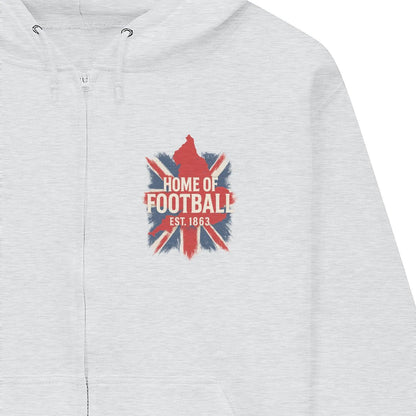 English Football Zip Hoodie - Home of 1863 Map UK Unisex - Celtic Wolfwear