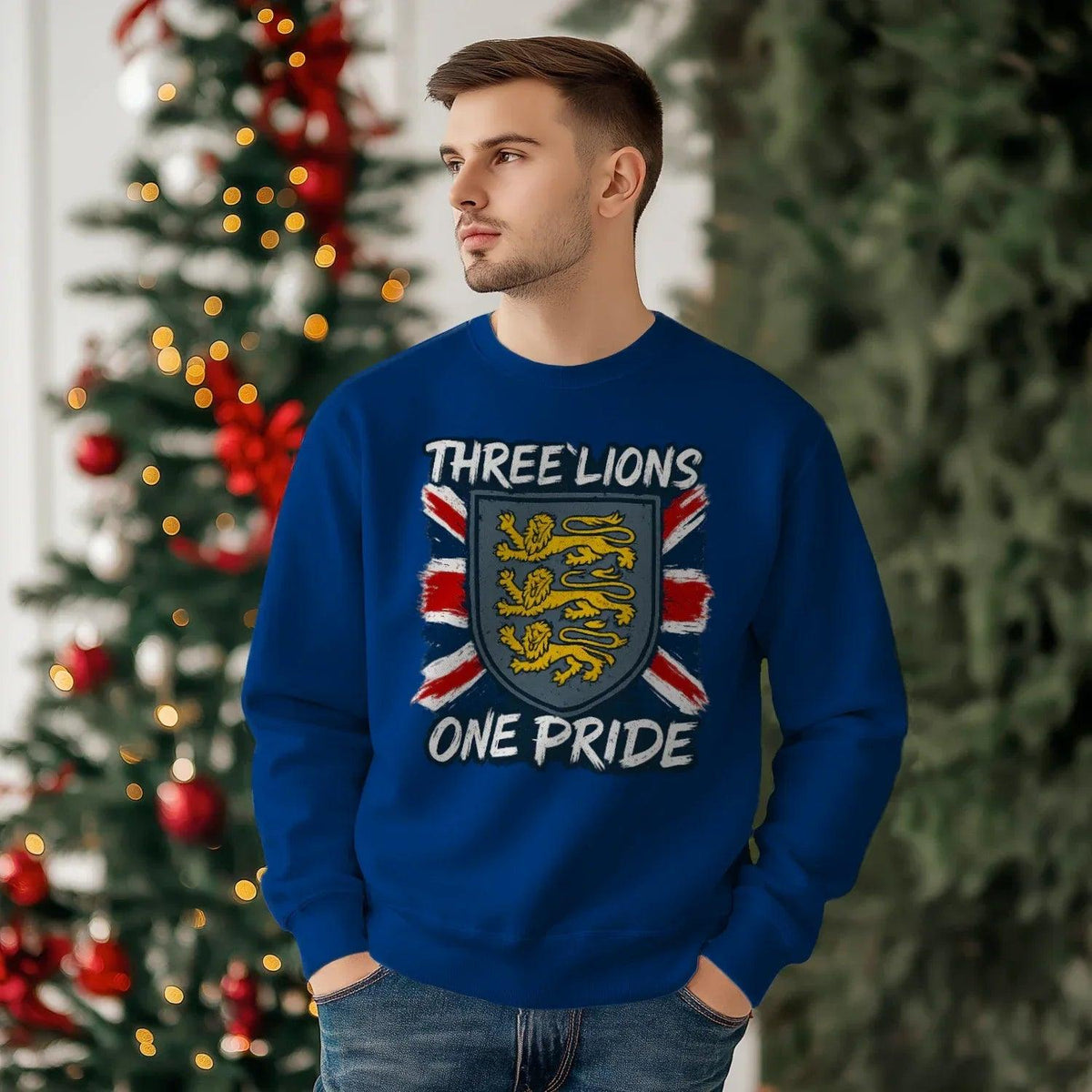 English Lion Sweatshirt - Heraldic Lions One Pride Royal - Celtic Wolfwear