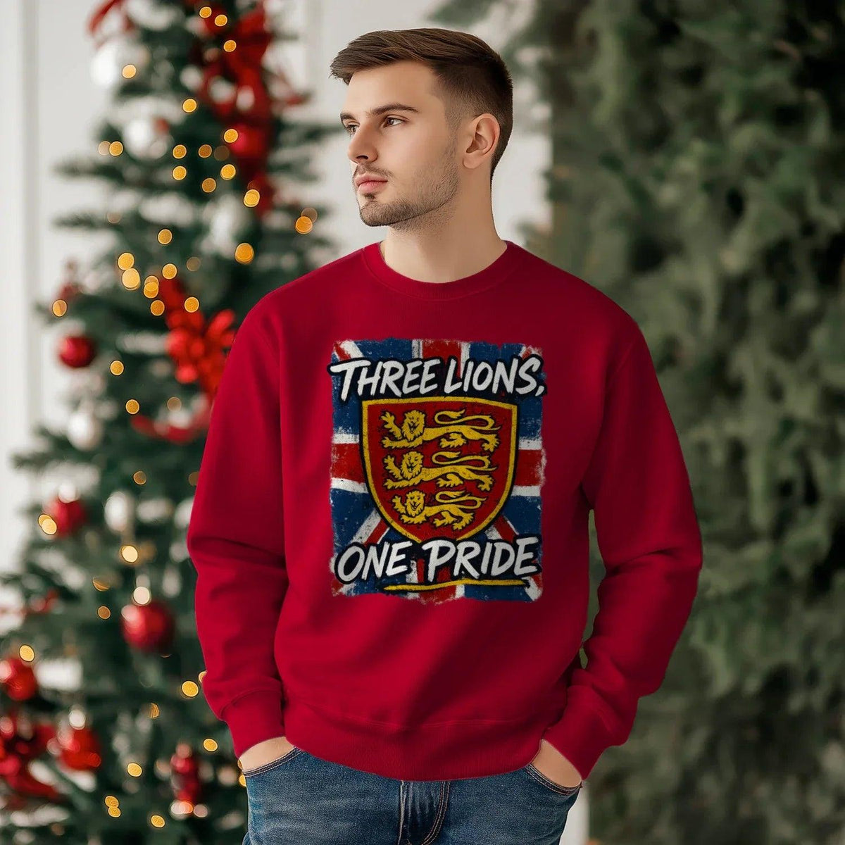 English Lion Sweatshirt - Heraldic Lions Red UK, Unisex - Celtic Wolfwear
