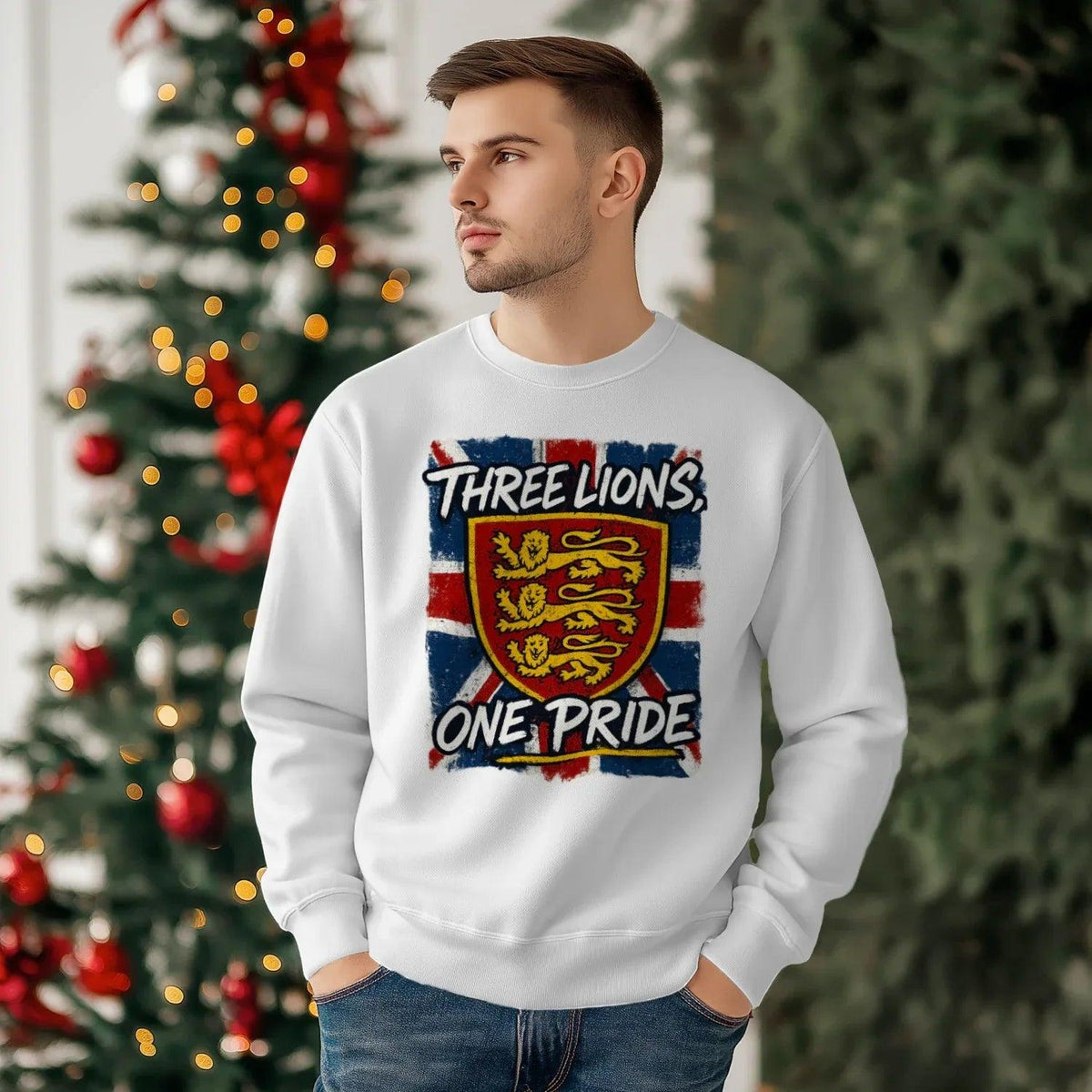 English Lion Sweatshirt - Heraldic Lions Red UK, Unisex - Celtic Wolfwear