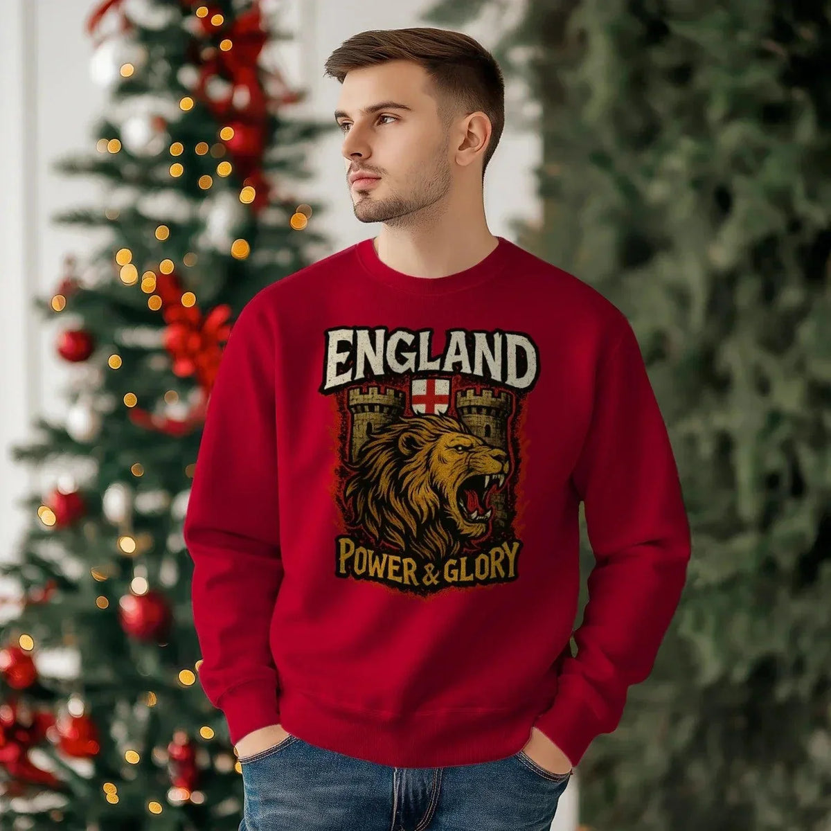 English Lion Sweatshirt - Power and Glory Wolf, Unisex - Celtic Wolfwear