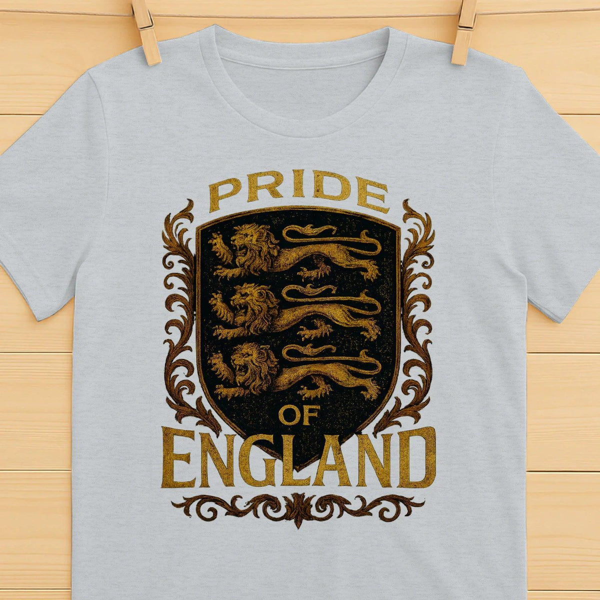 English Lion T-Shirt - Heraldic Lions Shield Tee Unisex - Celtic Wolfwear