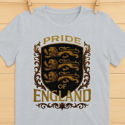 English Lion T-Shirt - Heraldic Lions Shield Tee Unisex - Celtic Wolfwear