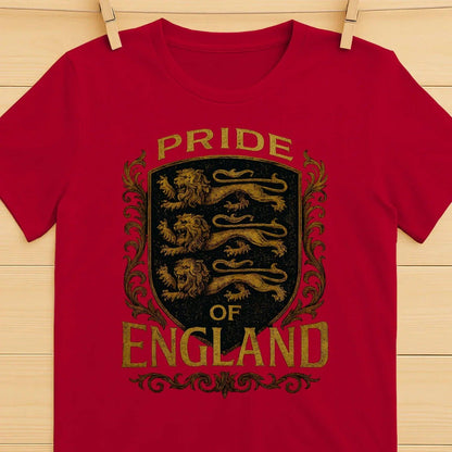 English Lion T-Shirt - Heraldic Lions Shield Tee Unisex - Celtic Wolfwear