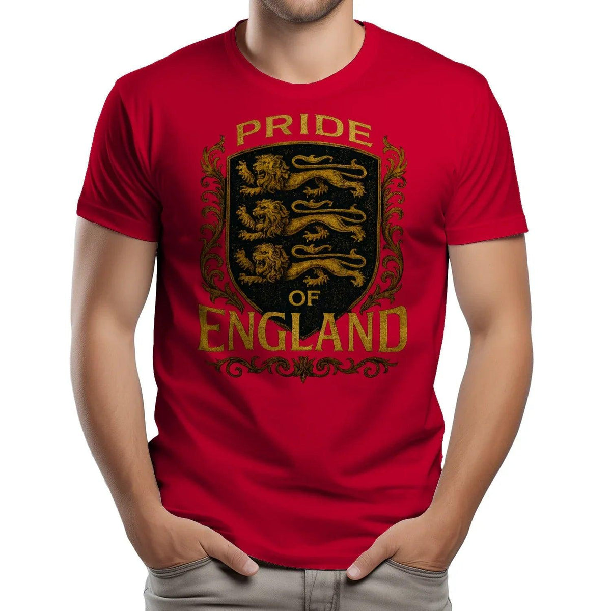 English Lion T-Shirt - Heraldic Lions Shield Tee Unisex - Celtic Wolfwear