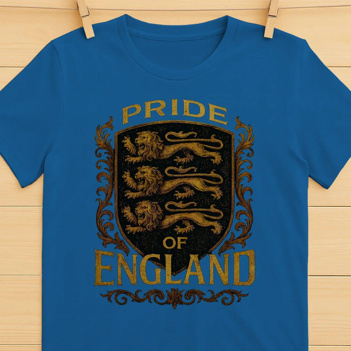 English Lion T-Shirt - Heraldic Lions Shield Tee Unisex - Celtic Wolfwear