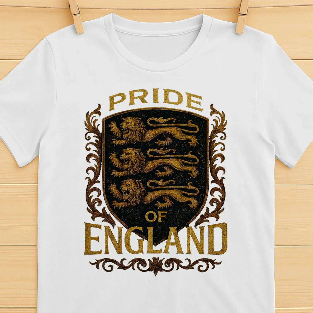 English Lion T-Shirt - Heraldic Lions Shield Tee Unisex - Celtic Wolfwear