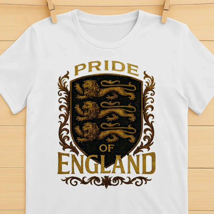 English Lion T-Shirt - Heraldic Lions Shield Tee Unisex - Celtic Wolfwear