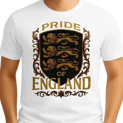 English Lion T-Shirt - Heraldic Lions Shield Tee Unisex - Celtic Wolfwear