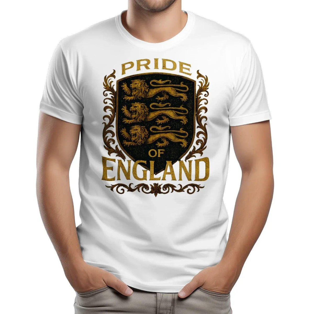 English Lion T-Shirt - Heraldic Lions Shield Tee Unisex - Celtic Wolfwear