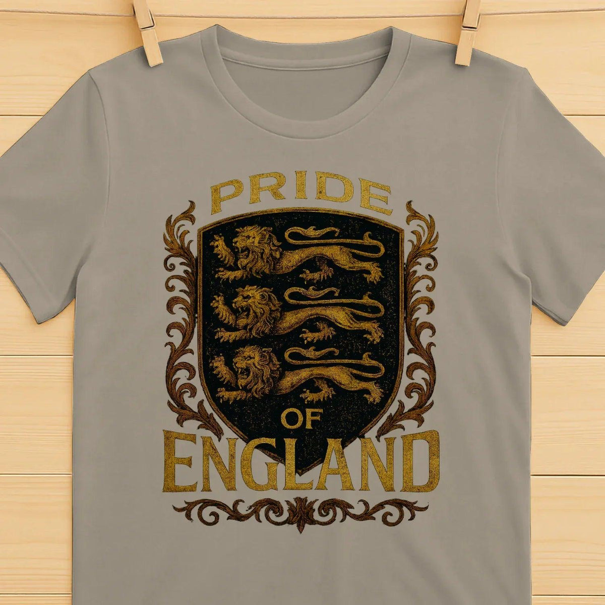 English Lion T-Shirt - Heraldic Lions Shield Tee Unisex - Celtic Wolfwear