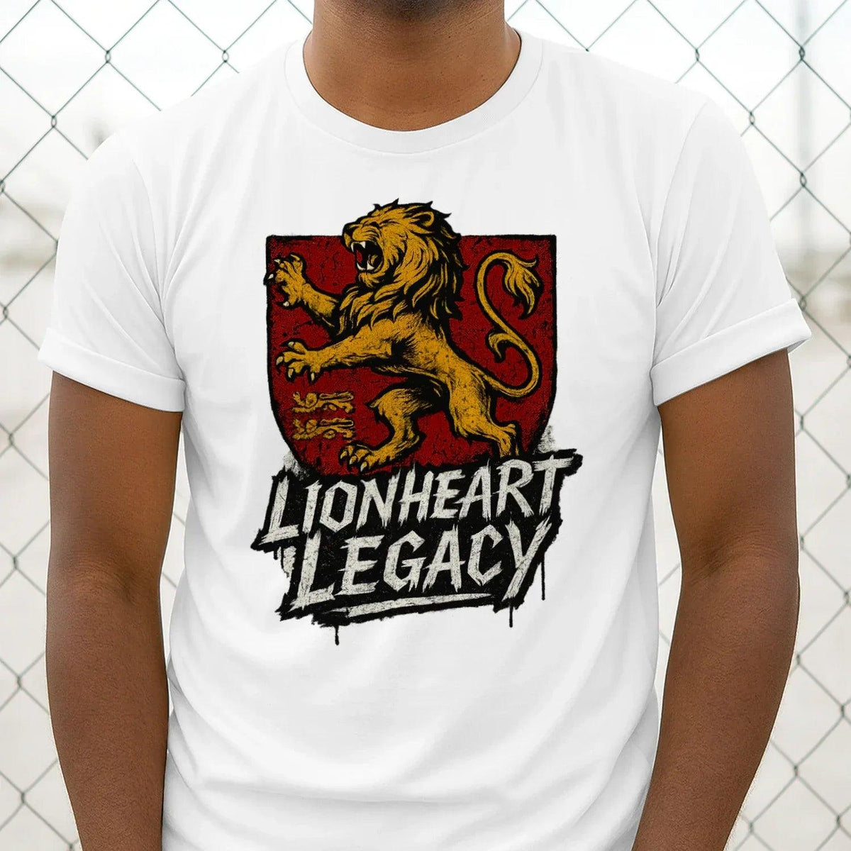 English Lion T-Shirt - Heraldic Tee Heritage Streetwear - Celtic Wolfwear