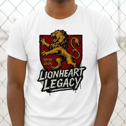English Lion T-Shirt - Heraldic Tee Heritage Streetwear - Celtic Wolfwear