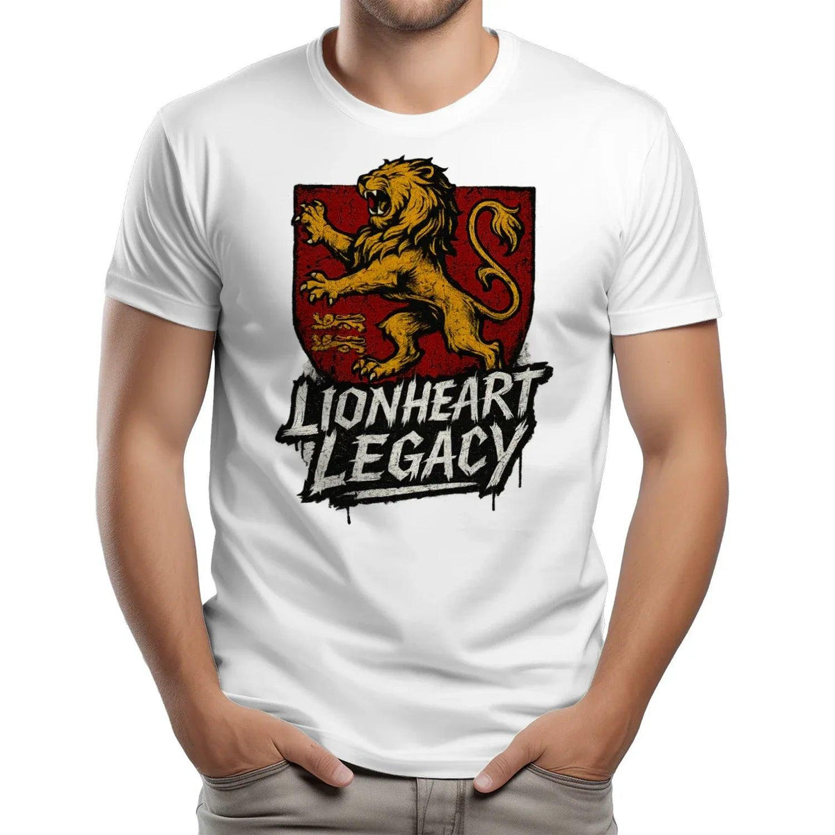 English Lion T-Shirt - Heraldic Tee Heritage Streetwear - Celtic Wolfwear