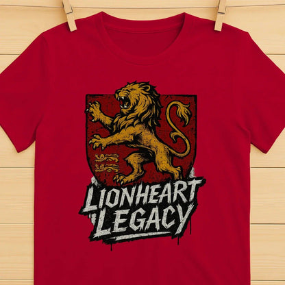English Lion T-Shirt - Heraldic Tee Heritage Streetwear - Celtic Wolfwear