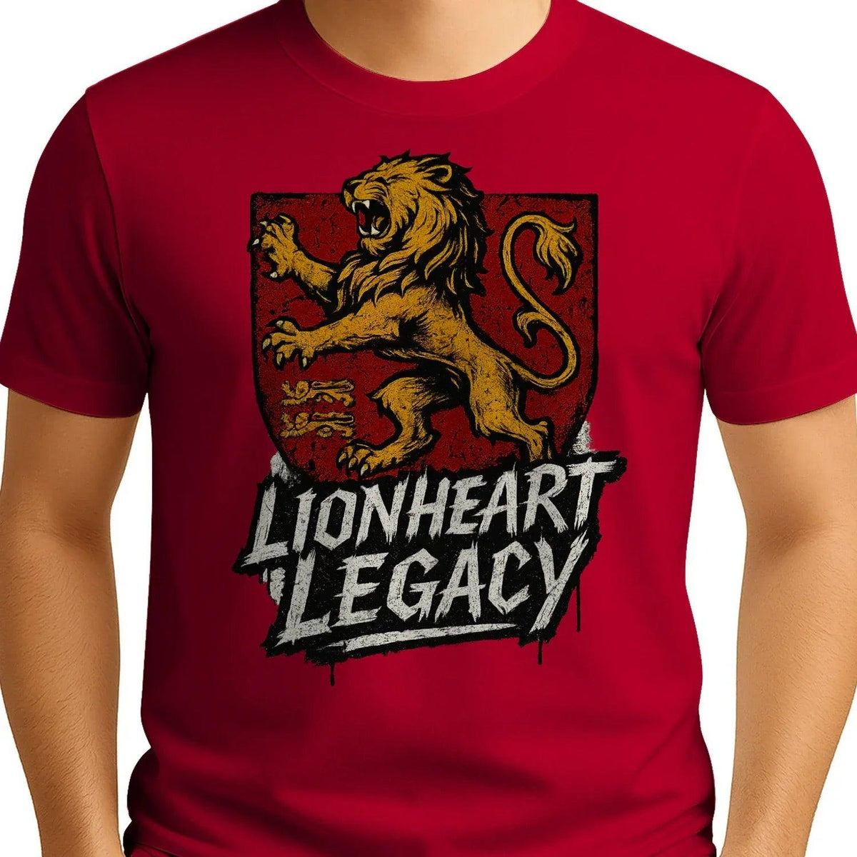 English Lion T-Shirt - Heraldic Tee Heritage Streetwear - Celtic Wolfwear