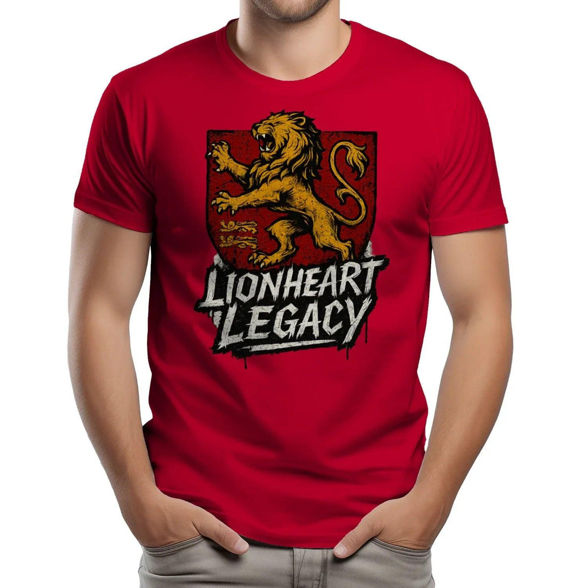 English Lion T-Shirt - Heraldic Tee Heritage Streetwear - Celtic Wolfwear