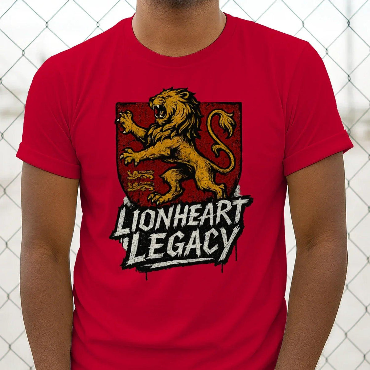 English Lion T-Shirt - Heraldic Tee Heritage Streetwear - Celtic Wolfwear