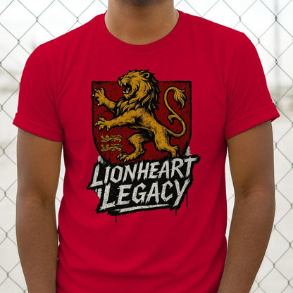 English Lion T-Shirt - Heraldic Tee Heritage Streetwear - Celtic Wolfwear