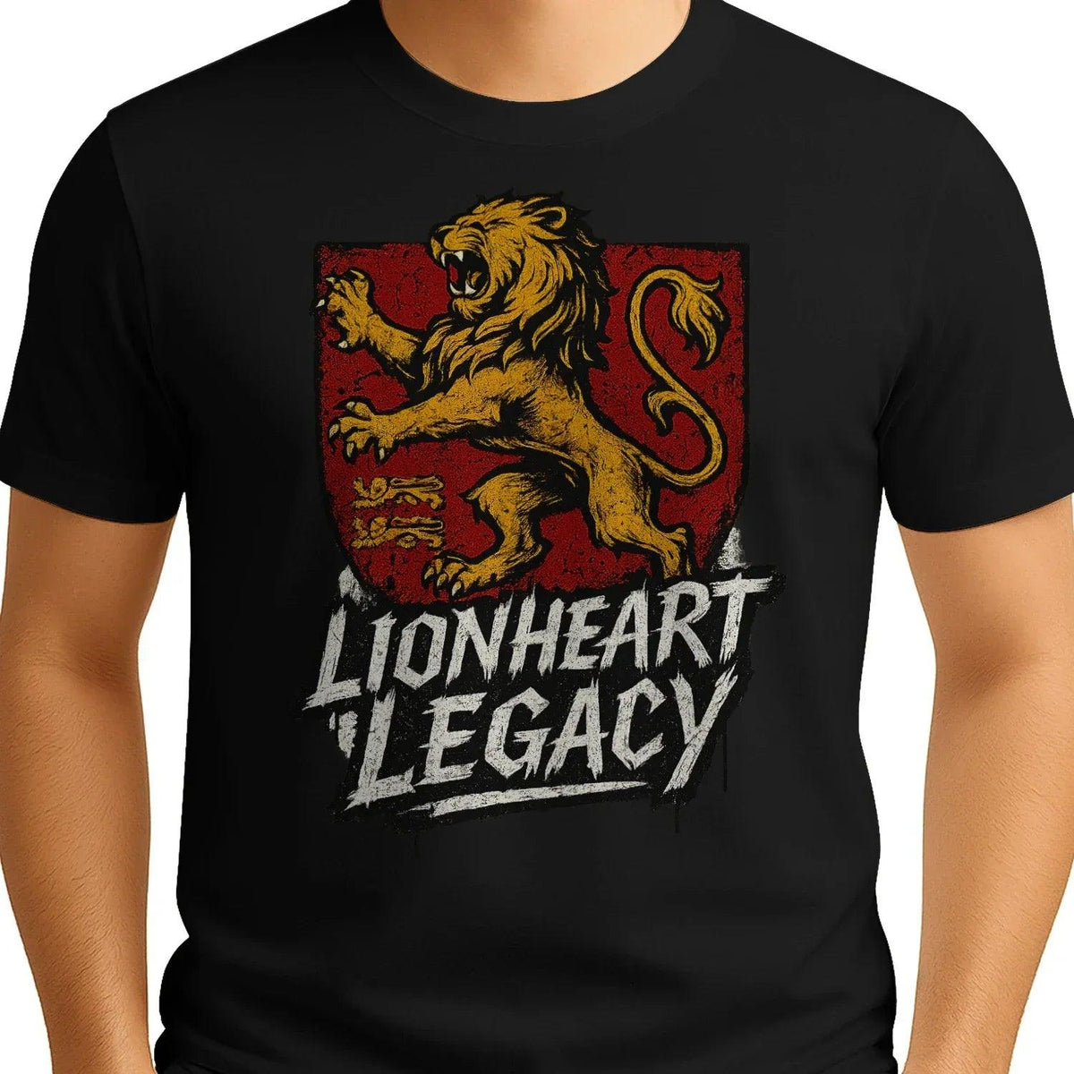English Lion T-Shirt - Heraldic Tee Heritage Streetwear - Celtic Wolfwear