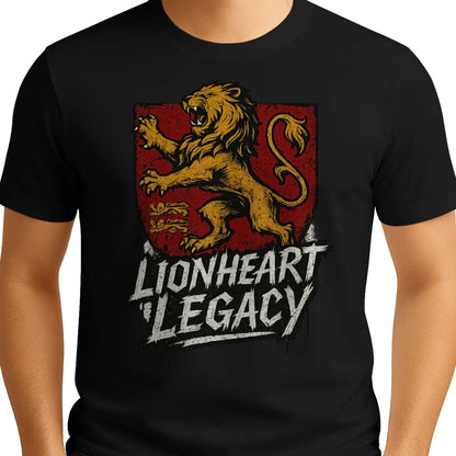 English Lion T-Shirt - Heraldic Tee Heritage Streetwear - Celtic Wolfwear