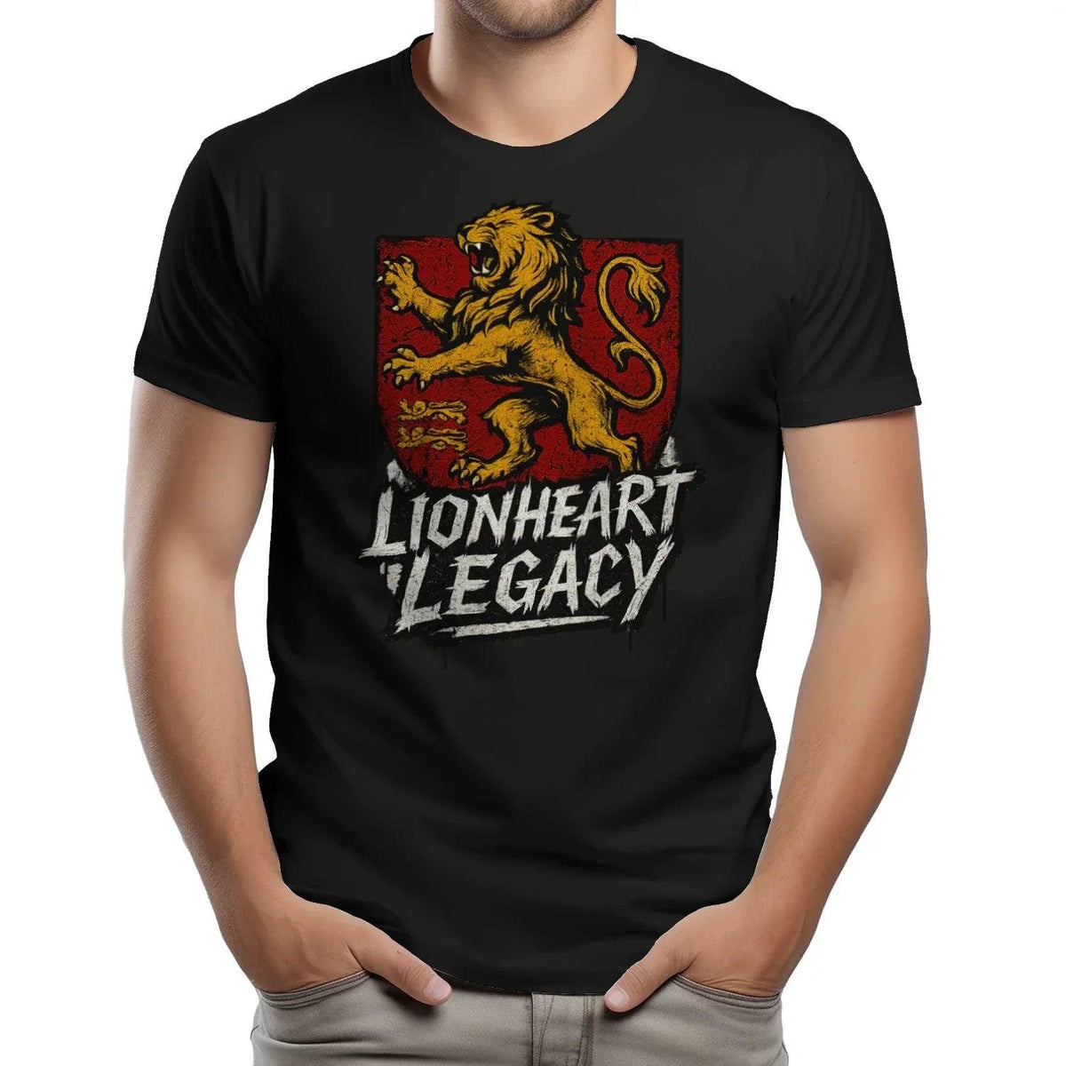 English Lion T-Shirt - Heraldic Tee Heritage Streetwear - Celtic Wolfwear