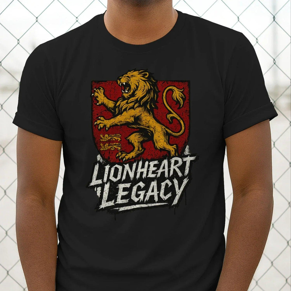 English Lion T-Shirt - Heraldic Tee Heritage Streetwear - Celtic Wolfwear
