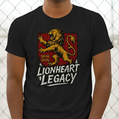 English Lion T-Shirt - Heraldic Tee Heritage Streetwear - Celtic Wolfwear