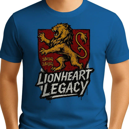 English Lion T-Shirt - Heraldic Tee Heritage Streetwear - Celtic Wolfwear