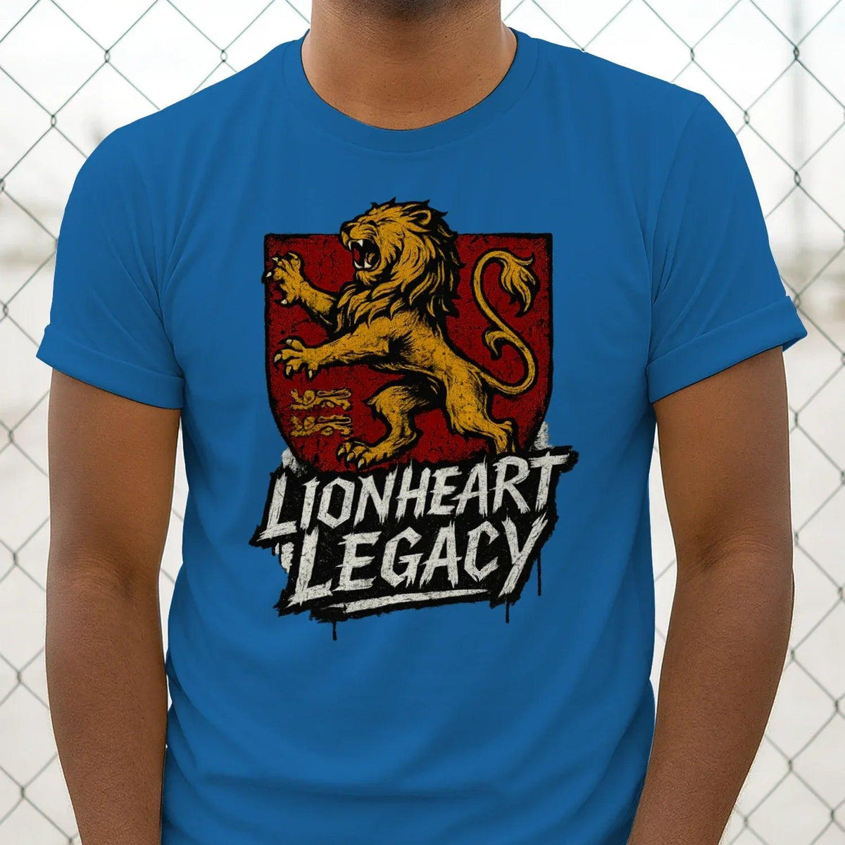 English Lion T-Shirt - Heraldic Tee Heritage Streetwear - Celtic Wolfwear